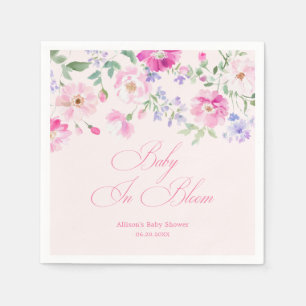 Baby In Bloom Pastel Pink Floral Baby Shower Napkins
