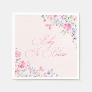 Baby In Bloom Pastel Pink Floral Baby Shower Napkins