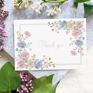 Baby In Bloom Pastel Wildflower Baby Shower Thank You Card