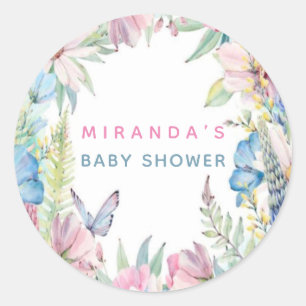 Baby In Bloom Pastel Wildflowers Baby Shower Classic Round Sticker