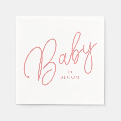 Baby in Bloom Peach Color Hand Lettered Script Napkins