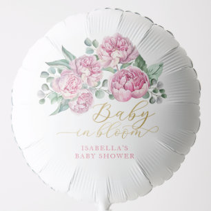 Baby in Bloom Pink and Gold Floral Baby Shower Bal Balloon