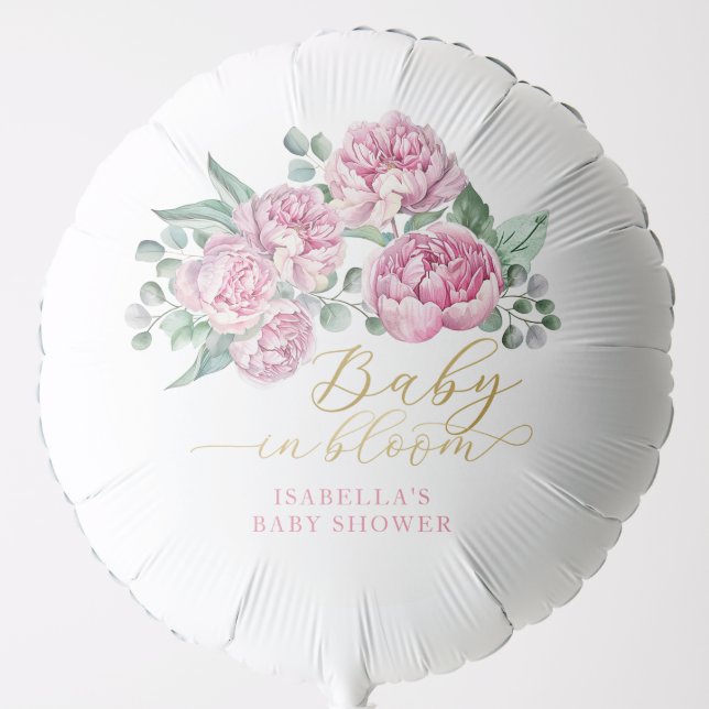 Baby in Bloom Pink and Gold Floral Baby Shower Bal Balloon (Front)
