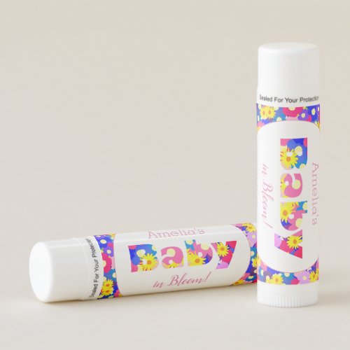 Baby in Bloom Pink Baby Shower Favor  Lip Balm