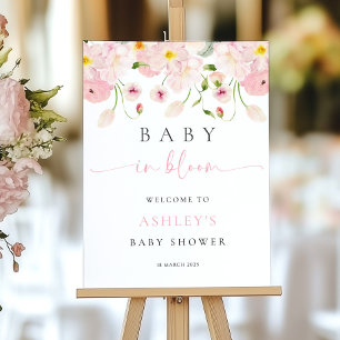 Baby In Bloom Pink Baby Shower Welcome Sign