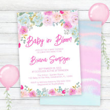 Baby in Bloom Pink Blue Peach Floral Baby Shower