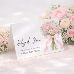 Baby in Bloom Pink Bow Baby Baby Shower Thank You