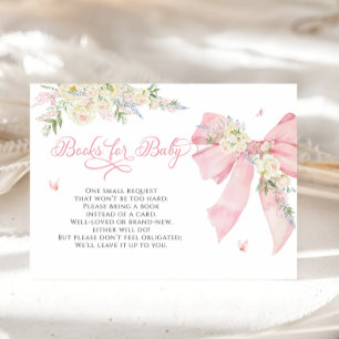 Baby in Bloom Pink Bow Baby Shower Books for Baby Enclosure Card