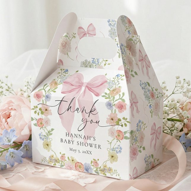 Baby in Bloom Pink Bow Baby Shower Favor Boxes (Creator Uploaded)