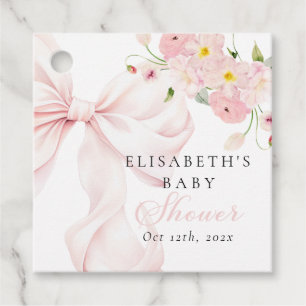 Baby in Bloom Pink Bow Baby Shower Favor Tags