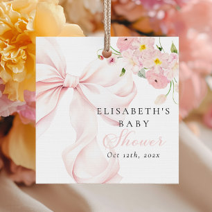 Baby in Bloom Pink Bow Baby Shower Favor Tags