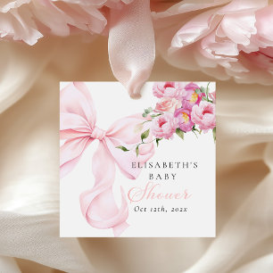 Baby in Bloom Pink Bow Baby Shower Favor Tags
