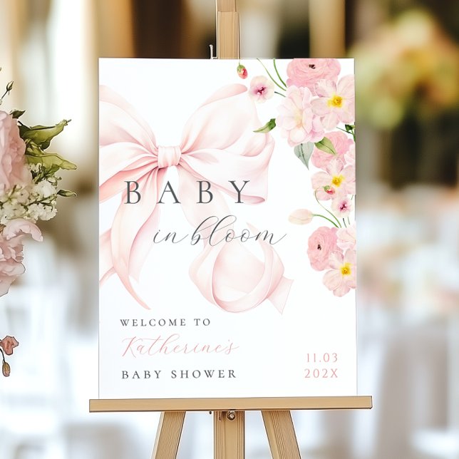 Baby In Bloom Pink Bow Baby Shower Foam Board (Creator Uploaded)