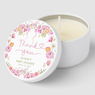 Baby in Bloom Pink Bow Baby Shower Thank you Mini Candle Favors