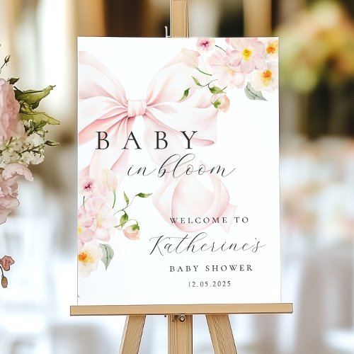 Baby In Bloom Pink Bow Baby Shower Welcome
