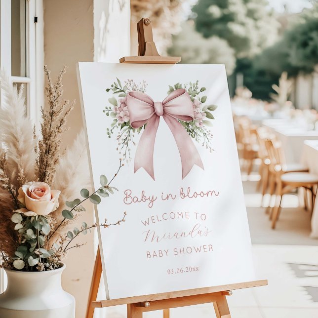 Baby In Bloom Pink Bow Baby Shower Welcome Foam Board (Creator Uploaded)