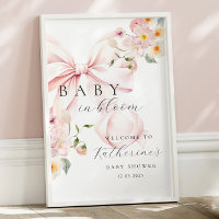 Baby In Bloom Pink Bow Baby Shower Welcome