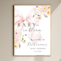 Baby In Bloom Pink Bow Baby Shower Welcome