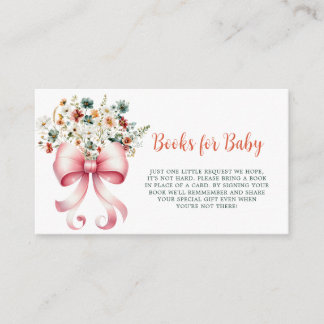 Baby in Bloom Pink Bow Books for Baby Request  Enclosure Card