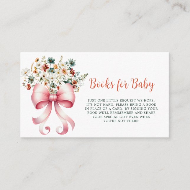 Baby in Bloom Pink Bow Books for Baby Request  Enclosure Card (Front)