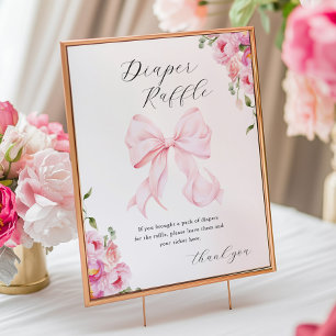 Baby in Bloom Pink Bow Diaper Raffle Poster