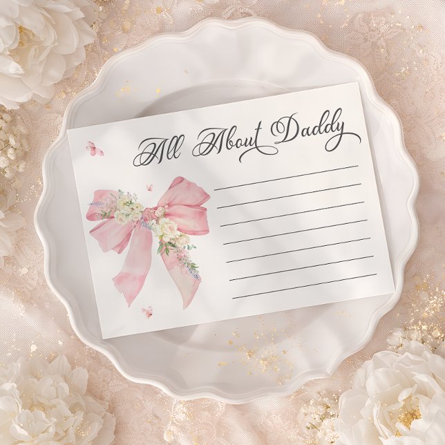 Baby In Bloom Pink Bow Floral All About Daddy Enclosure Card (Creator Uploaded)
