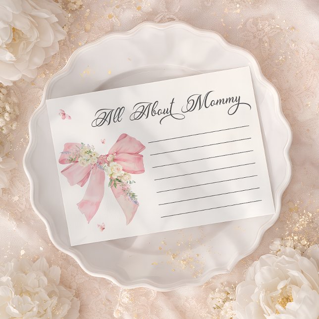 Baby In Bloom Pink Bow Floral All About Mommy Enclosure Card (Creator Uploaded)