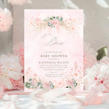 Baby In Bloom Pink Bow Floral Baby Shower