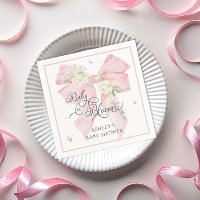 Baby In Bloom Pink Bow Floral Baby Shower