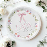 Baby in Bloom Pink Bow floral Baby shower Paper Plates<br><div class="desc">Baby in Bloom Pink Bow floral Baby shower Paper Plates
Matching items available.</div>