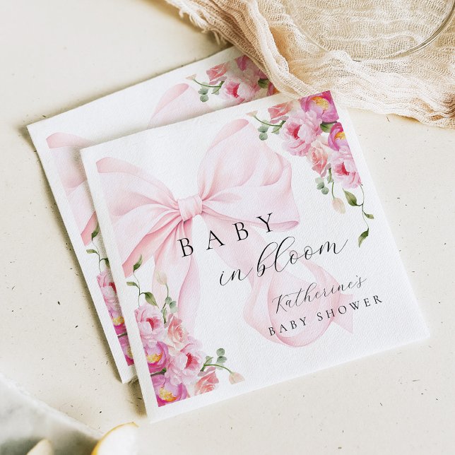 Baby in Bloom Pink Bow Napkins (Creator Uploaded)