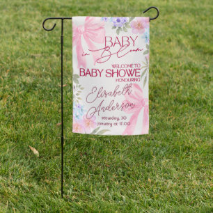 Baby in Bloom Pink Bow Wildflower Baby Shower Garden Flag