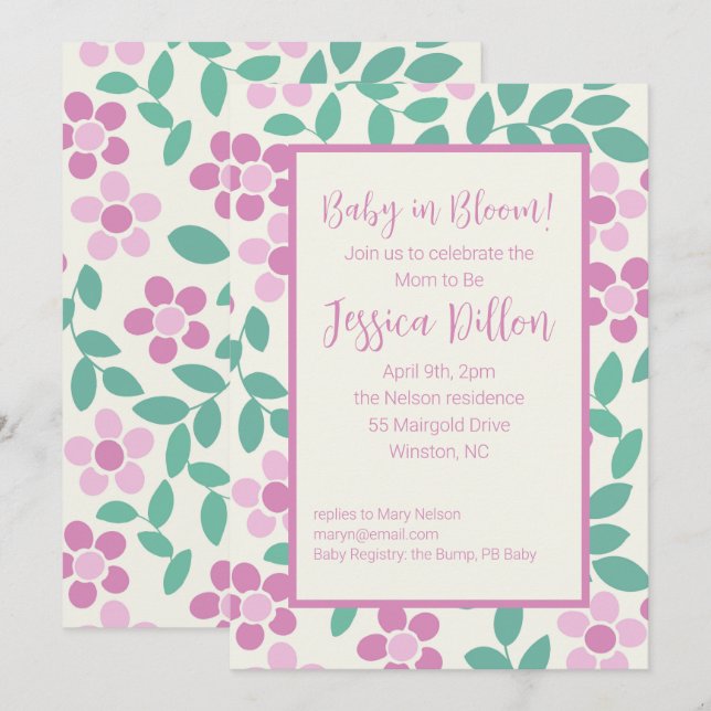 Baby in Bloom Pink Daisies Baby Shower Invitation (Front/Back)