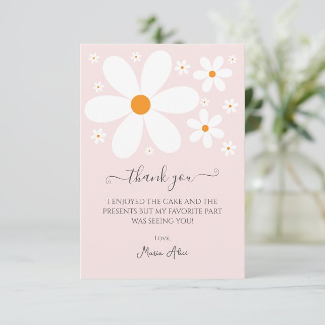 Baby in Bloom Pink Daisy Baby Shower Invitation (Standing Front)