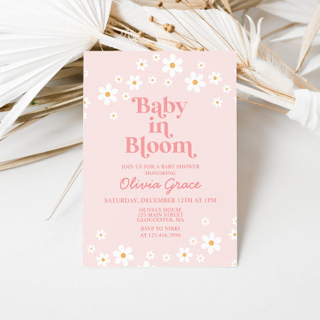 Baby In Bloom Pink Daisy Baby Shower Invitation