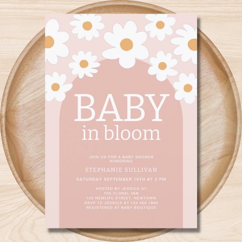 Baby in Bloom Pink Daisy Baby Shower  Invitation
