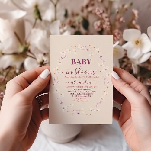 Baby in Bloom Pink Daisy Baby Shower  Invitation