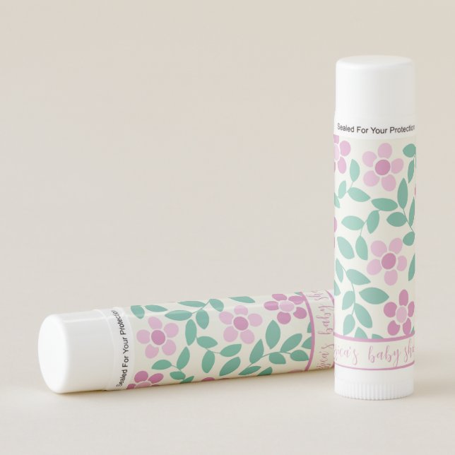 Baby in Bloom Pink Daisy Baby Shower Lip Balm (Front)