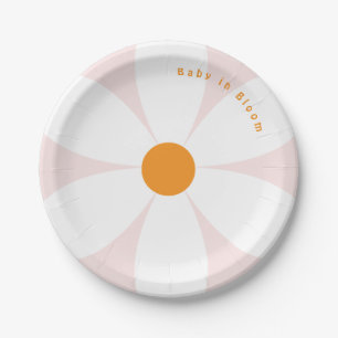 Baby in Bloom Pink Daisy Baby Shower  Paper Plates