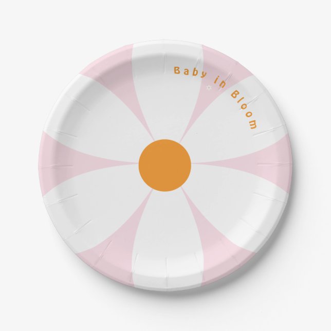 Baby in Bloom Pink Daisy Baby Shower  Paper Plates (Front)