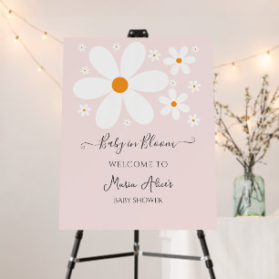 Baby in Bloom Pink Daisy Baby Shower Welcome Sign