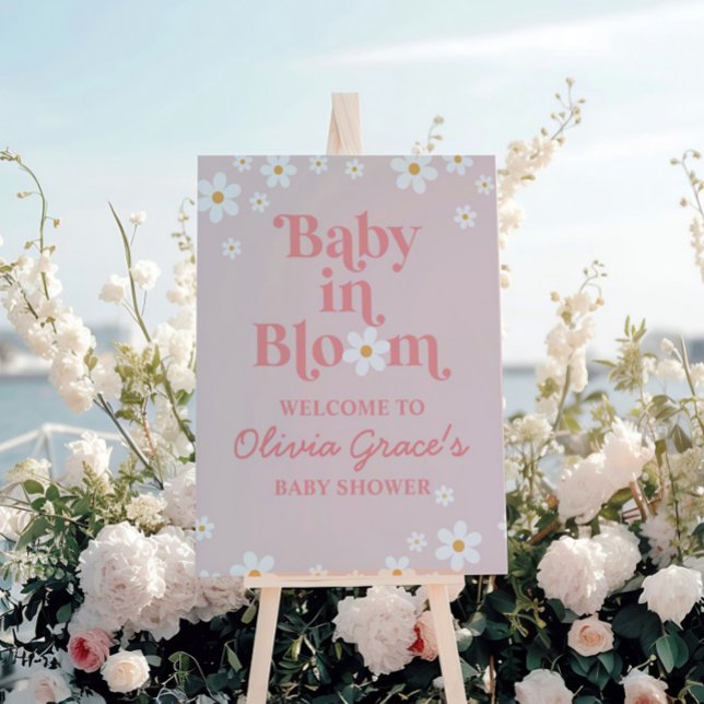Baby in Bloom Pink Daisy Shower Welcome Poster (Creator Uploaded)