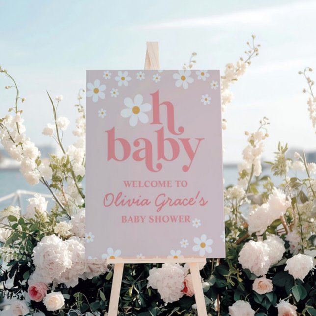 Baby in Bloom Pink Daisy Shower Welcome Poster (Creator Uploaded)