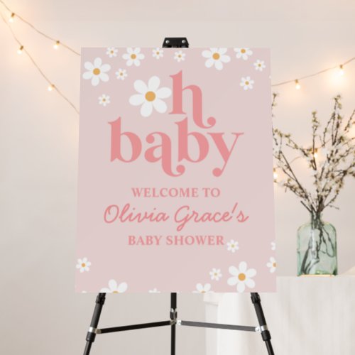 Baby in Bloom Pink Daisy Shower Welcome Poster