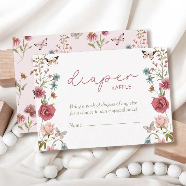 Baby in Bloom Pink Diaper Raffle Baby Shower Enclosure Card (Creator Uploaded)