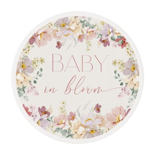 Baby in Bloom Pink Floral Baby Shower Edible Frosting Rounds