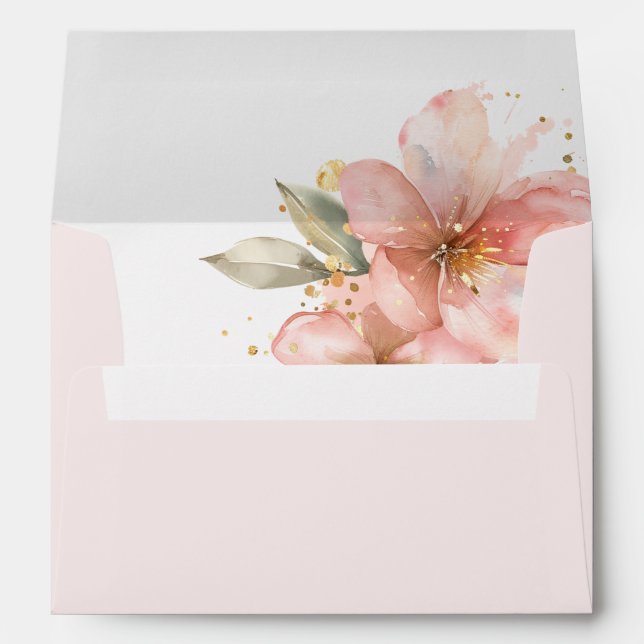 Baby In Bloom Pink Floral Baby Shower Envelope (Back (Bottom))