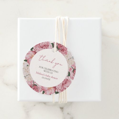 Baby in Bloom Pink Floral Baby Shower Favor Tags