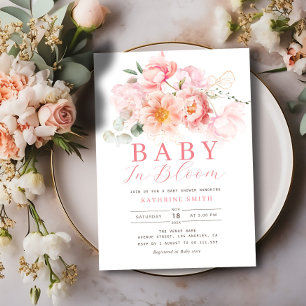 baby in bloom pink floral baby shower invitation