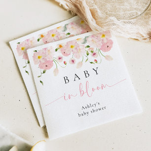 Baby In Bloom Pink Floral Baby Shower Napkins